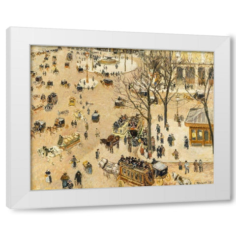 La Place due Theatre Francais White Modern Wood Framed Art Print by Pissarro, Camille