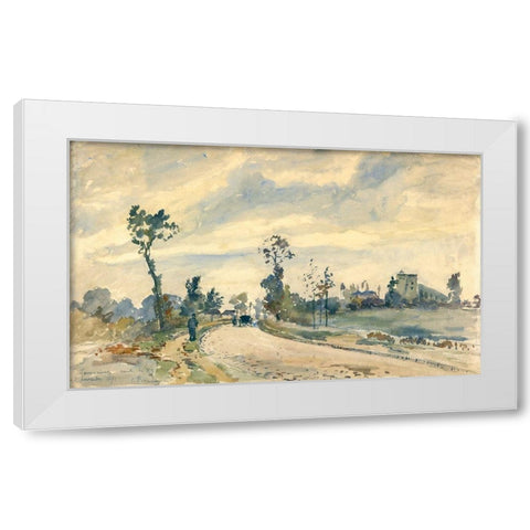 Louveciennes, Route de Saint-Germain White Modern Wood Framed Art Print by Pissarro, Camille