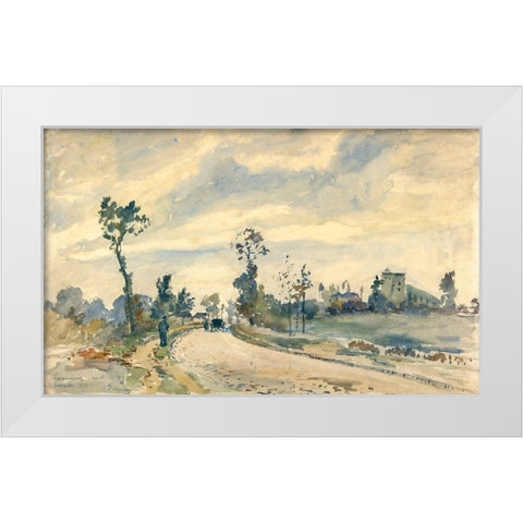 Louveciennes, Route de Saint-Germain White Modern Wood Framed Art Print by Pissarro, Camille