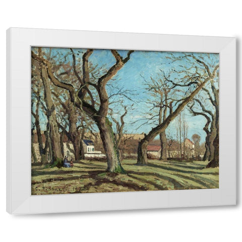 Chestnut Grove at Louveciennes White Modern Wood Framed Art Print by Pissarro, Camille