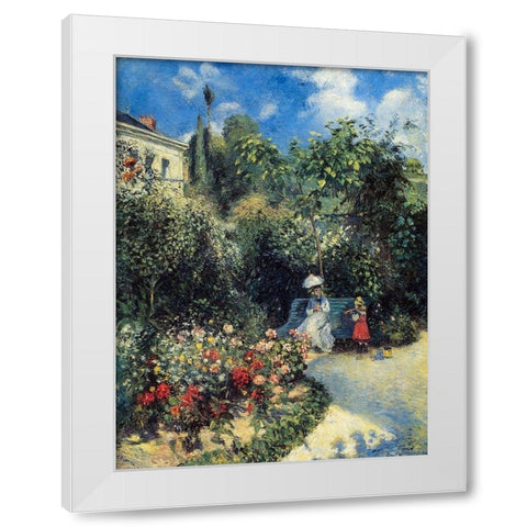 In the Garden of Les Mathurins at Pontoise White Modern Wood Framed Art Print by Pissarro, Camille