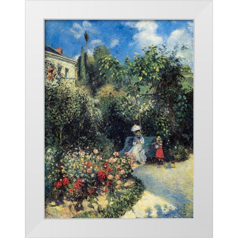 In the Garden of Les Mathurins at Pontoise White Modern Wood Framed Art Print by Pissarro, Camille