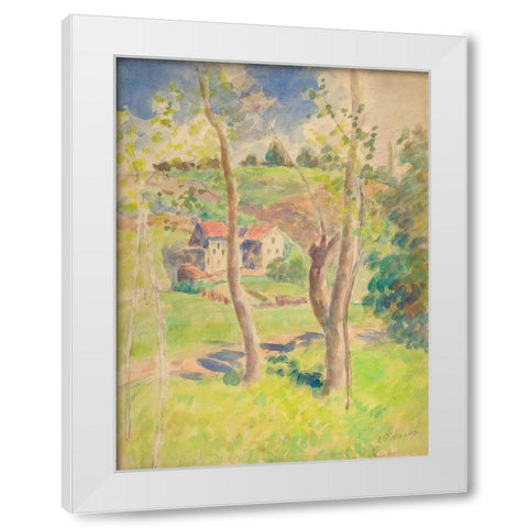 Landscape White Modern Wood Framed Art Print by Pissarro, Camille
