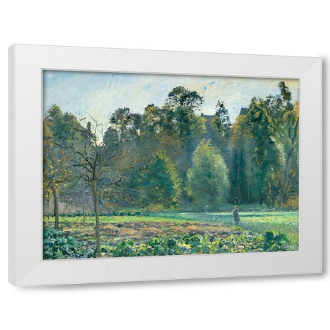 The Cabbage Field, Pontoise White Modern Wood Framed Art Print by Pissarro, Camille