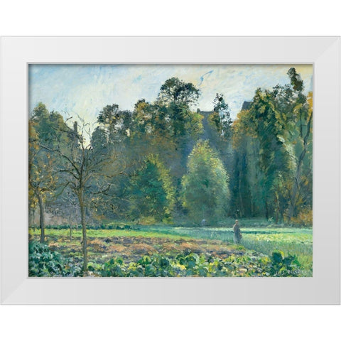 The Cabbage Field, Pontoise White Modern Wood Framed Art Print by Pissarro, Camille