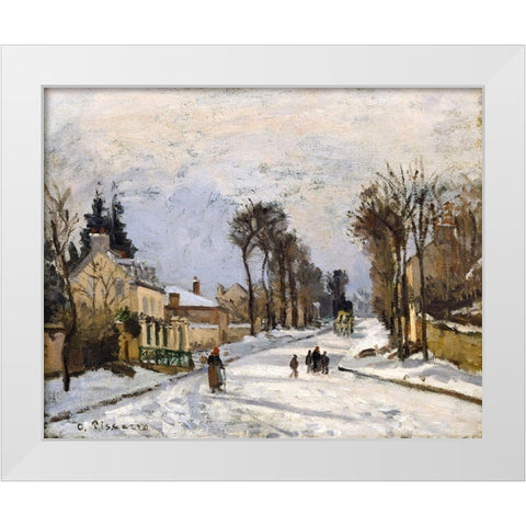 Road to Versailles at Louveciennes. The Snow Effect White Modern Wood Framed Art Print by Pissarro, Camille