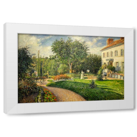 The Garden of Les Mathurins at Pontoise White Modern Wood Framed Art Print by Pissarro, Camille