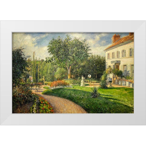 The Garden of Les Mathurins at Pontoise White Modern Wood Framed Art Print by Pissarro, Camille