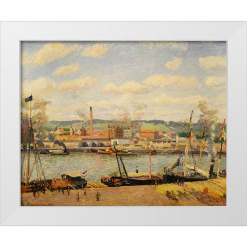 View on the cotton mill of Oiseel near Rouen White Modern Wood Framed Art Print by Pissarro, Camille