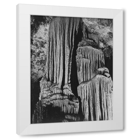 Rock formations in the Kings Chamber. Carlsbad Caverns National Park New Mexico White Modern Wood Framed Art Print by Adams, Ansel