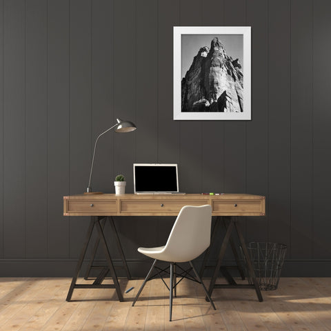 Rock formation-Zion National Park-Utah White Modern Wood Framed Art Print by Adams, Ansel