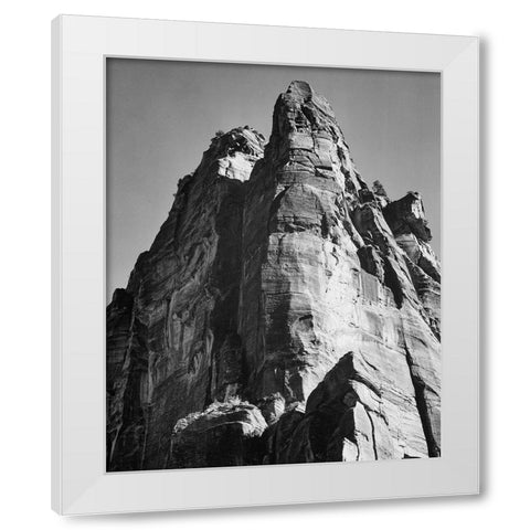 Rock formation-Zion National Park-Utah White Modern Wood Framed Art Print by Adams, Ansel