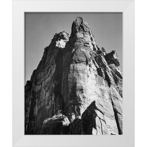 Rock formation-Zion National Park-Utah White Modern Wood Framed Art Print by Adams, Ansel