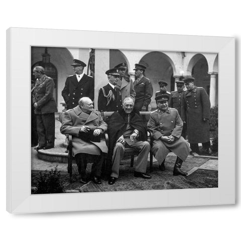 Big Three meet at Yalta White Modern Wood Framed Art Print by U.S. Government