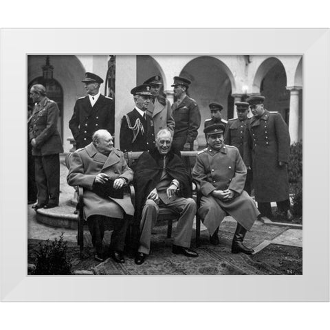Big Three meet at Yalta White Modern Wood Framed Art Print by U.S. Government