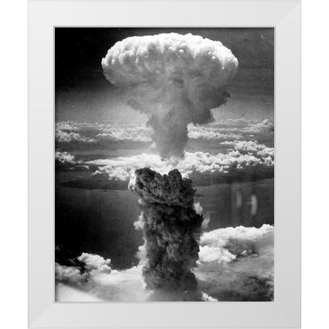 The atomic cloud over Nagasaki White Modern Wood Framed Art Print by Levy, Charles