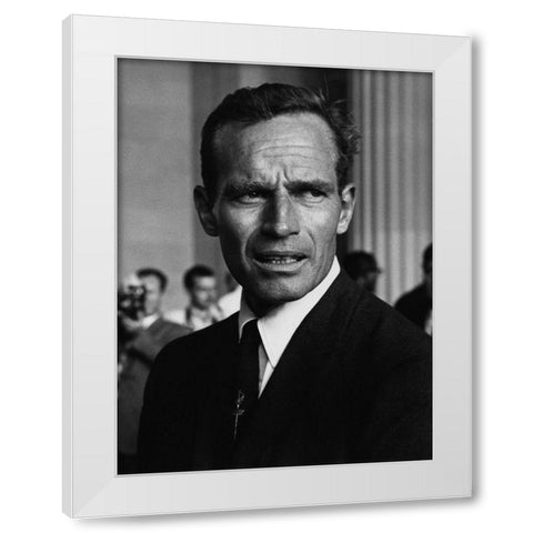 Actor Charlton Heston at the Civil Rights March in Washington-D.C 1963 White Modern Wood Framed Art Print by U.S. Archives