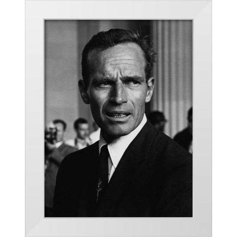 Actor Charlton Heston at the Civil Rights March in Washington-D.C 1963 White Modern Wood Framed Art Print by U.S. Archives