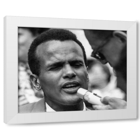 Harry Belafonte at the Civil Rights March in Washington-D.C 1963 White Modern Wood Framed Art Print by U.S. Archives