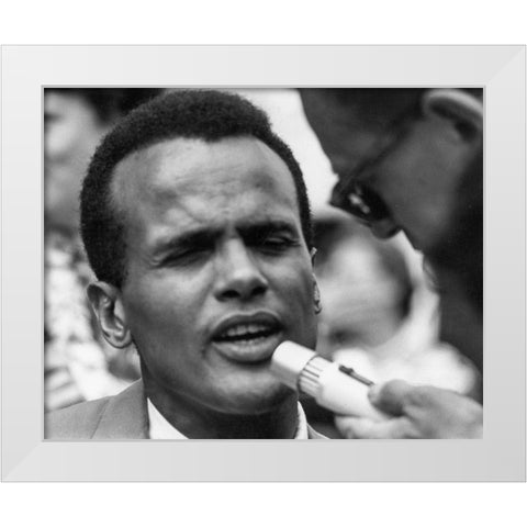 Harry Belafonte at the Civil Rights March in Washington-D.C 1963 White Modern Wood Framed Art Print by U.S. Archives