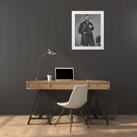 Gen. U.S. Grant White Modern Wood Framed Art Print by Brady, Matthew