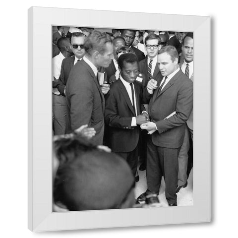 Heston Baldwin Brando Civil Rights March 1963 White Modern Wood Framed Art Print by U.S. Archives