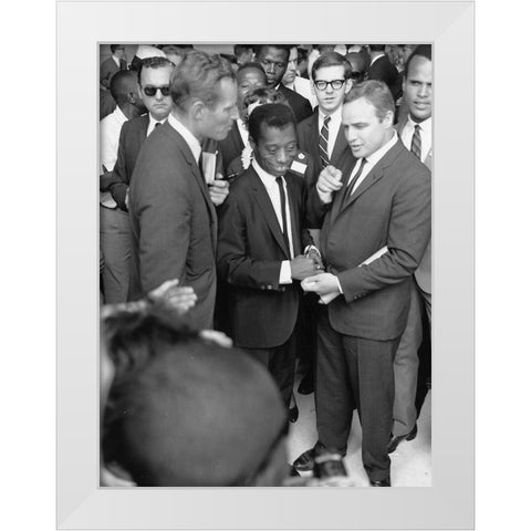 Heston Baldwin Brando Civil Rights March 1963 White Modern Wood Framed Art Print by U.S. Archives