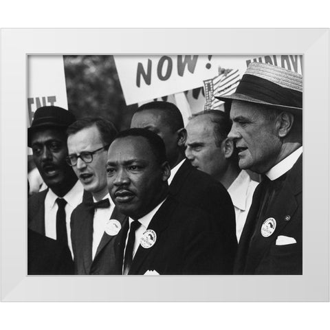 Martin Luther King Jr. during the 1963 March on Washington White Modern Wood Framed Art Print by Scherman, Rowland