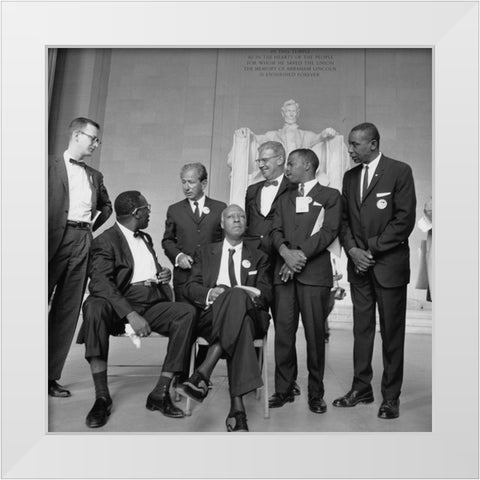 Leaders of the Civil Rights March on Washington-D.C. White Modern Wood Framed Art Print by U.S. Archives