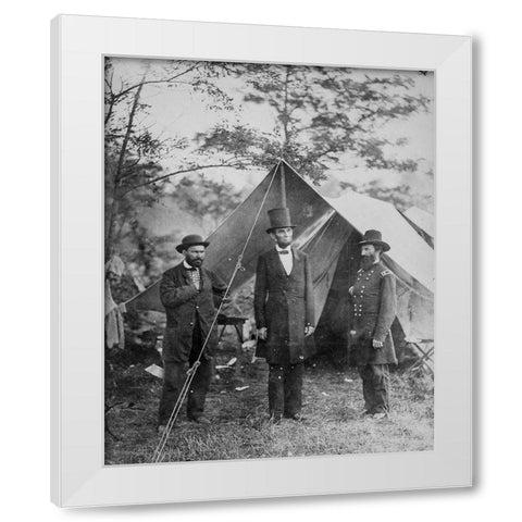 President Lincoln-Allan Pinkerton-and Maj. Gen. John A. McCleland White Modern Wood Framed Art Print by U.S. Archives