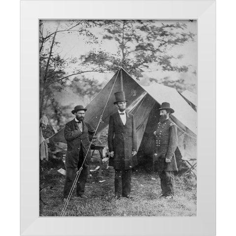 President Lincoln-Allan Pinkerton-and Maj. Gen. John A. McCleland White Modern Wood Framed Art Print by U.S. Archives