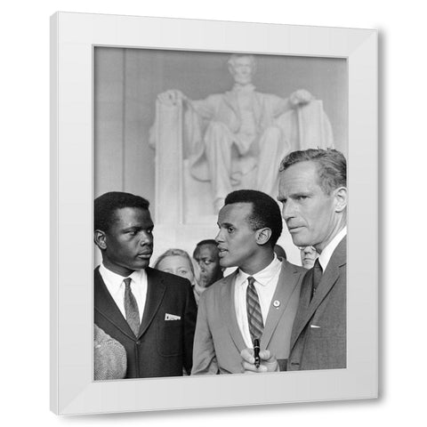 Poitier Belafonte Heston Civil Rights March 1963 White Modern Wood Framed Art Print by U.S. Archives