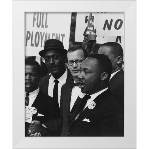 Dr. Martin Luther King Jr. at a civil rights march on Washington D.C. in 1963 White Modern Wood Framed Art Print by U.S. Archives