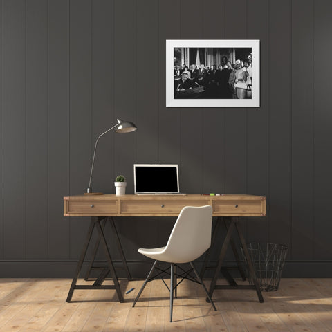 President Lyndon Johnson Signs the Voting Rights Act 1965 White Modern Wood Framed Art Print by U.S. Archives