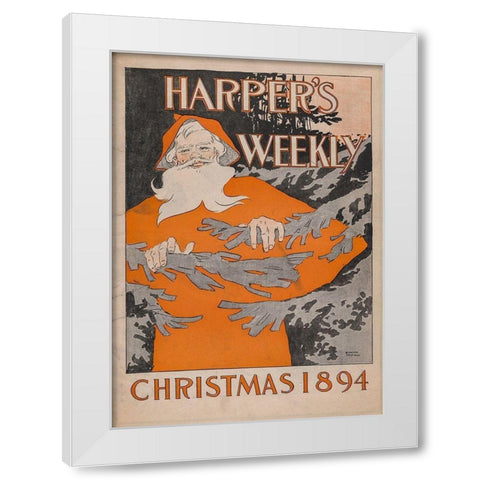 Christmas 1894 White Modern Wood Framed Art Print by Harper''s Weekly