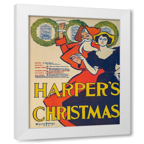 Harpers Christmas 1895 White Modern Wood Framed Art Print by Penfield, Edward