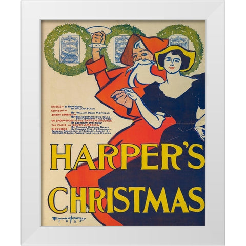 Harpers Christmas 1895 White Modern Wood Framed Art Print by Penfield, Edward