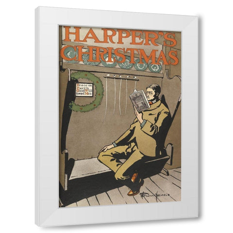 Harpers Christmas 1897 White Modern Wood Framed Art Print by Penfield, Edward