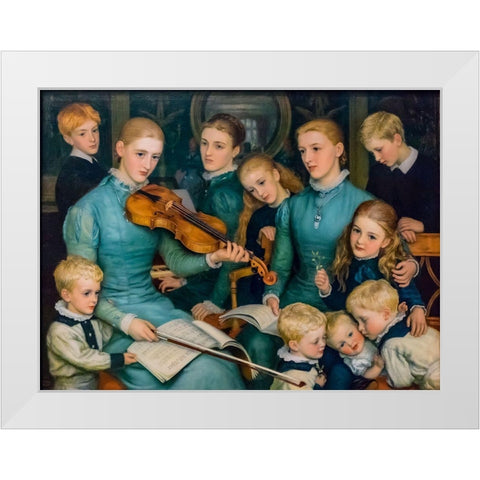 A Christmas Carol at Bracken Dene White Modern Wood Framed Art Print by Hughes, Arthur