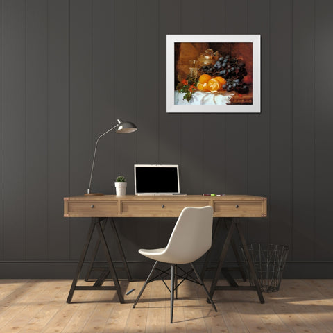 Christmas still life White Modern Wood Framed Art Print by Stannard, Eloise Harriet