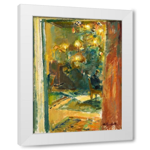 Christmas Tree in the Hall of Kilo Mansion White Modern Wood Framed Art Print by Enckell, Magnus