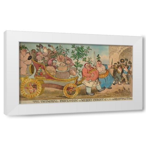 The triumphal procession of Merry Christmas to Hospitality Hall White Modern Wood Framed Art Print by British Museum