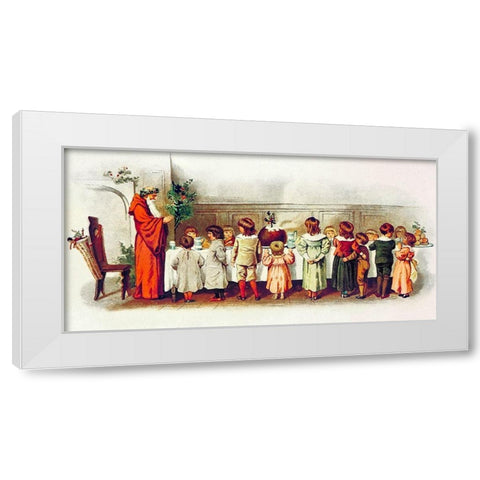 Santa Claus with children White Modern Wood Framed Art Print by Manning, Eliza F