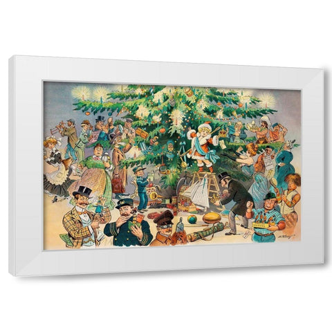 Christmas Tree White Modern Wood Framed Art Print by J. Ottman Lithographic Company