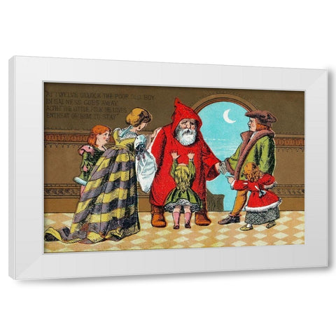 Father Christmas and His Little Friend White Modern Wood Framed Art Print by Marcus Ward & Co