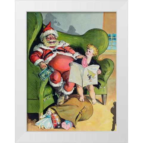 Christmas 1896 White Modern Wood Framed Art Print by J. Ottman Lithographic Company