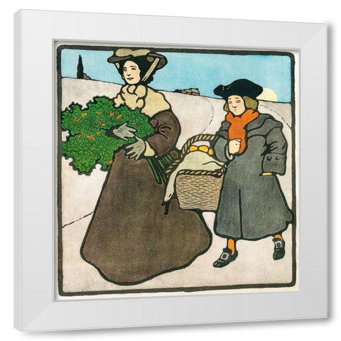 Vintage Christmas Card  White Modern Wood Framed Art Print by Penfield, Edward