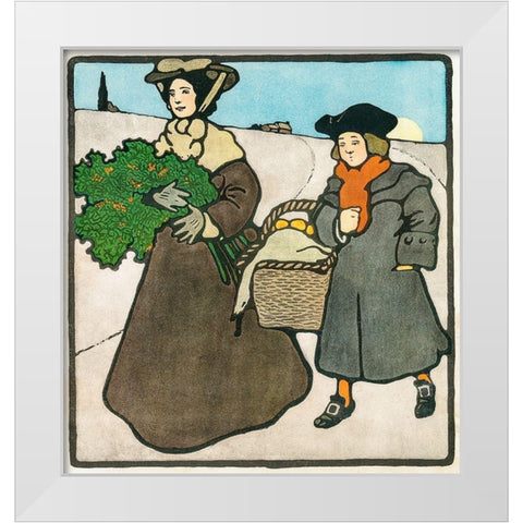 Vintage Christmas Card  White Modern Wood Framed Art Print by Penfield, Edward