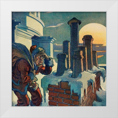 On the Democratic Roof White Modern Wood Framed Art Print by J. Ottman Lithographic Company