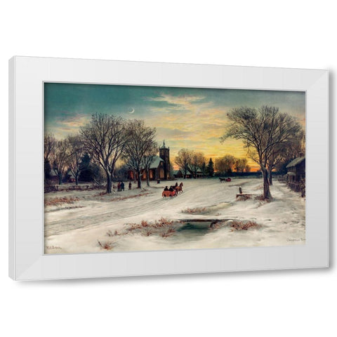 Christmas Eve White Modern Wood Framed Art Print by Bauer, W. C.